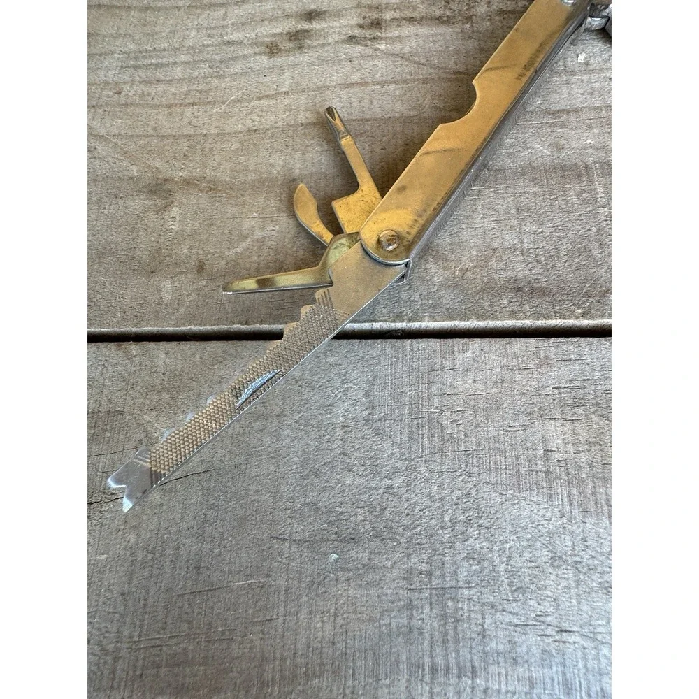 Vintage Chicago Tool‎ Chrome Multitool. With Case Pliers, Knife & Accessories